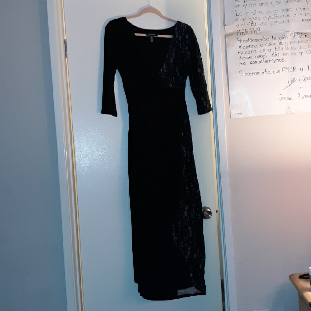 Long Black 3/4 sleeve R&M Richards Party Dress